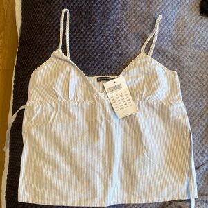 Brandy Melville - Edith Striped Tank - Size Small - Baby Blue and White